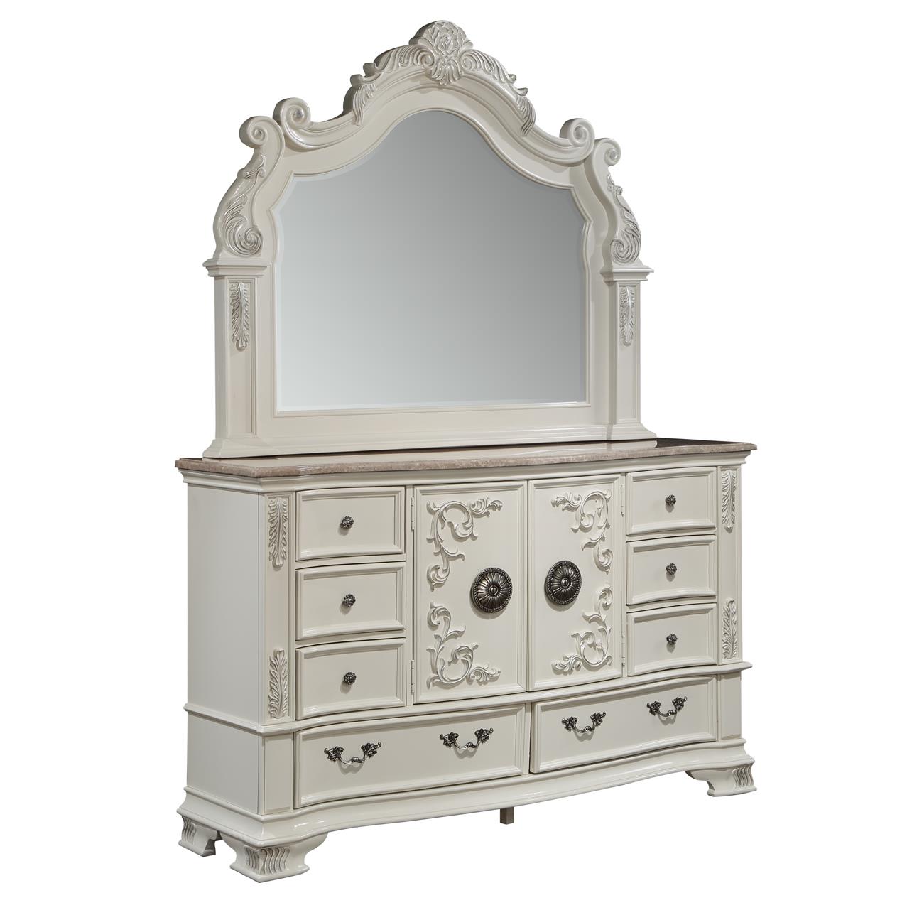 Austin White Dresser with Marble Top B585-1 Bedroom – My Furniture Wizard