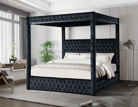 Harlem Black King Canopy Bed B221-BLK-4PC-King Bedroom