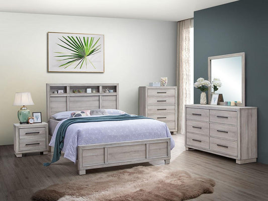 Celia Silver 5 PC (Queen Bed, Dresser, Mirror, Nightstand, Chest) Bedroom Set B360-Queen-5PC