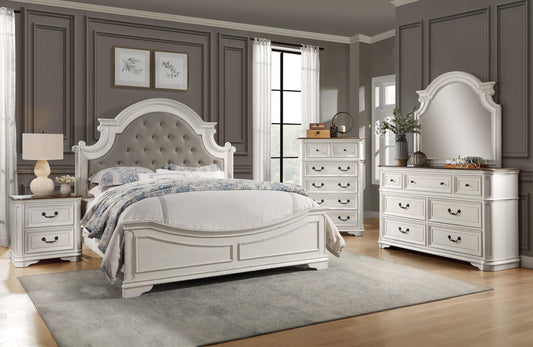 Amelia Washed White King Bed B455-King Bedroom