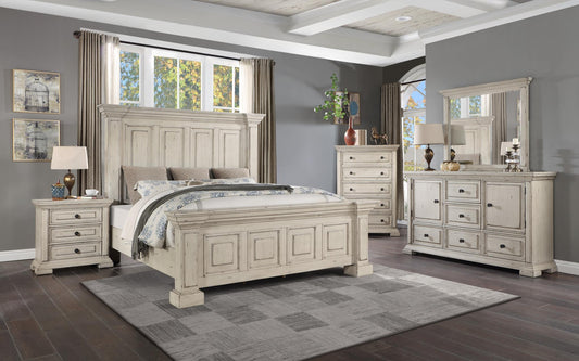 Amelio Washed Gray 4 PC (King Bed, Dresser, Mirror, Nightstand) Bedroom Set B470-King-4PC