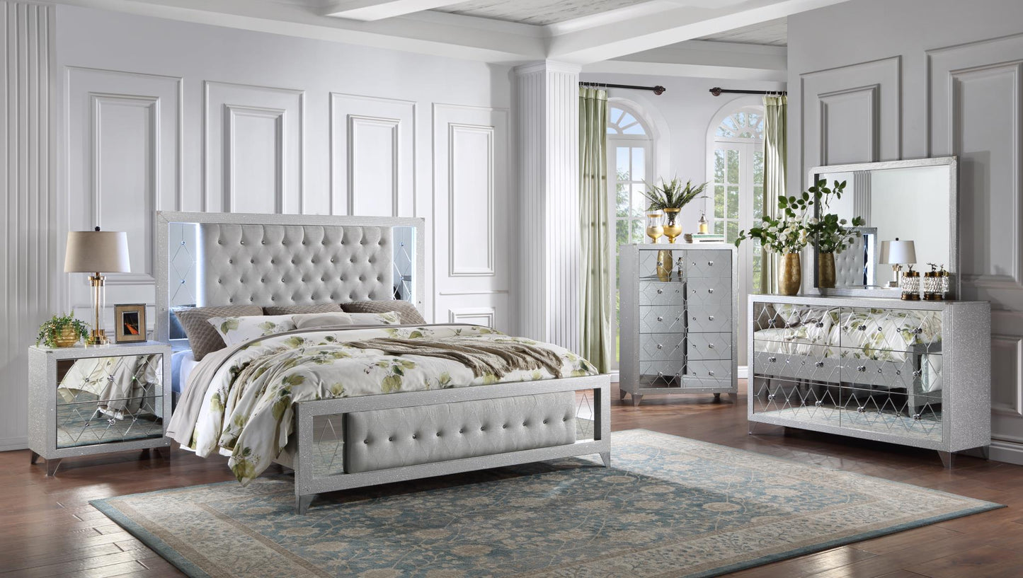 Zara Silver 3 PC (King Bed, Dresser, Mirror) Bedroom Set B530-King-3PC