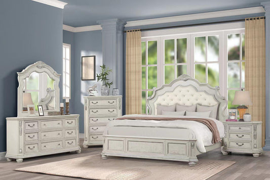 Arizona Antique White 5 PC (King Bed, Dresser, Mirror, Nightstand, Chest) Bedroom Set B570-King-5PC