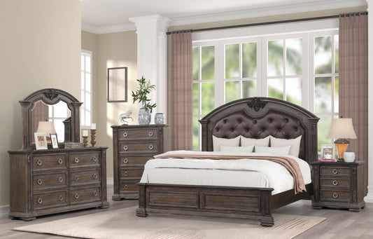 Texas Brown 5 PC (Queen Bed, Dresser, Mirror, Nightstand, Chest) Bedroom Set B575-Queen-5PC