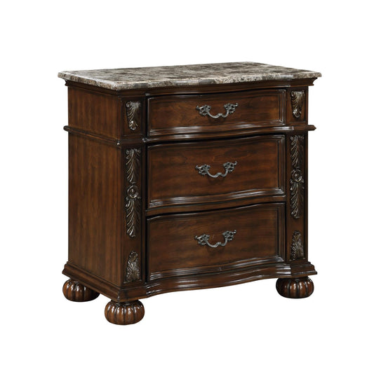 Atlas Brown Nightstand with Marble Top B580-3 Bedroom