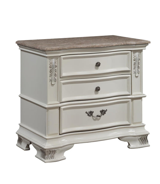 Austin White Nightstand with Marble Top B585-3 Bedroom