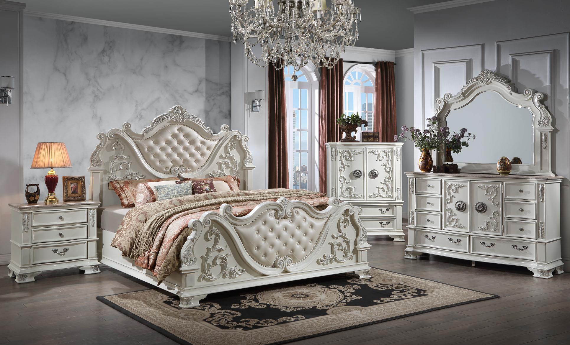 Austin White 3 PC (King Bed, Dresser, Mirror) Bedroom Set B585-King-3PC