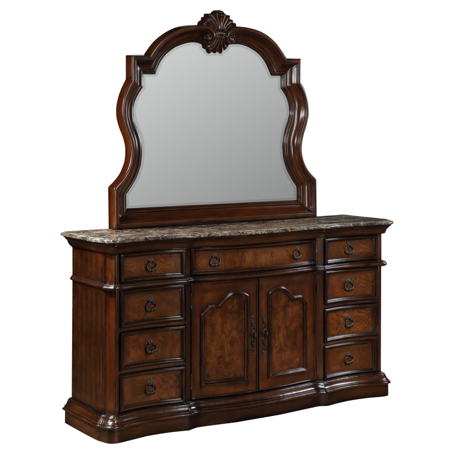 Lorenzo Brown Dresser with Marble Top B590-1 Bedroom