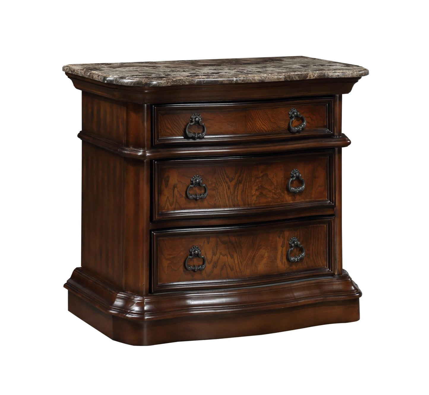 Lorenzo Brown Nightstand with Marble Top B590-3 Bedroom