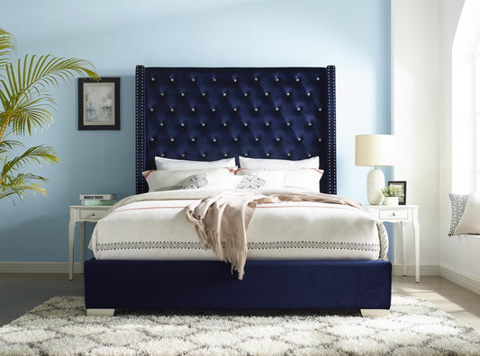 Annah Blue King Bed BR228BLUK-King Bedroom
