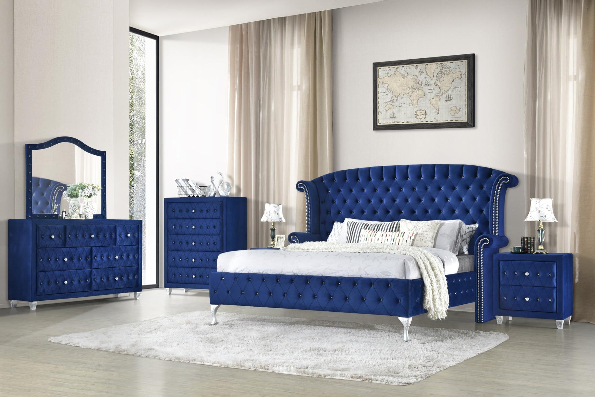 Dana Blue King Bed BR3700-King Bedroom