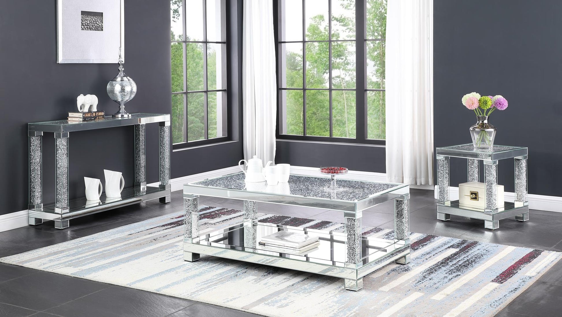 Delmere Silver Coffee Table CF007 Mirror Furniture