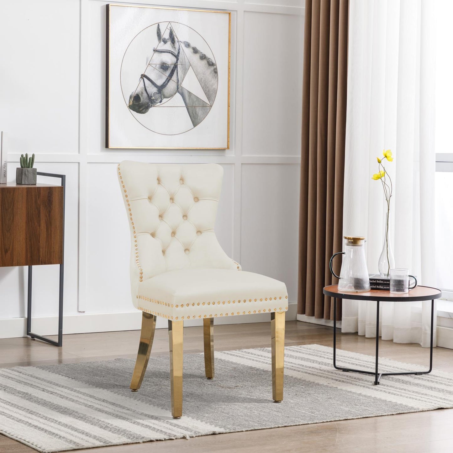  White Velvet Chair with Gold Steel Legs CK210 Dining Room