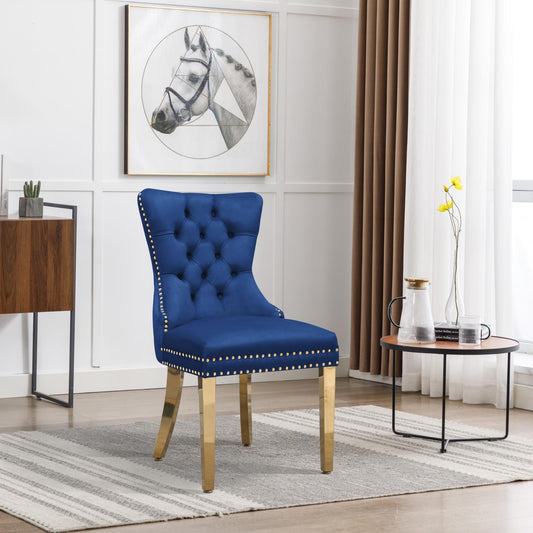  Blue Velvet Chair with Gold Steel Legs CK213 Dining Room