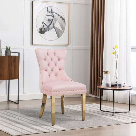  Pink Velvet Chair with Gold Steel Legs CK214 Dining Room