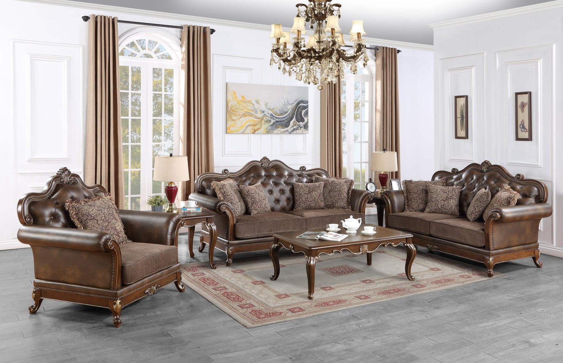 Harden Brown 3 PC  (Sofa and Loveseat and Chair) Living Room Set L200-BWN-3PC