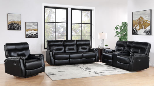 Andres Black 2 PC  (Reclining Sofa and Loveseat) Living Room Set L410-BLK-2PC