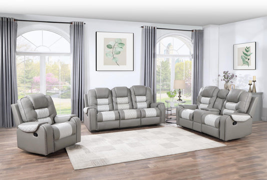 Harlow Gray 3 PC  (Reclining Sofa and Loveseat and Chair) Living Room Set L420-GY-3PC