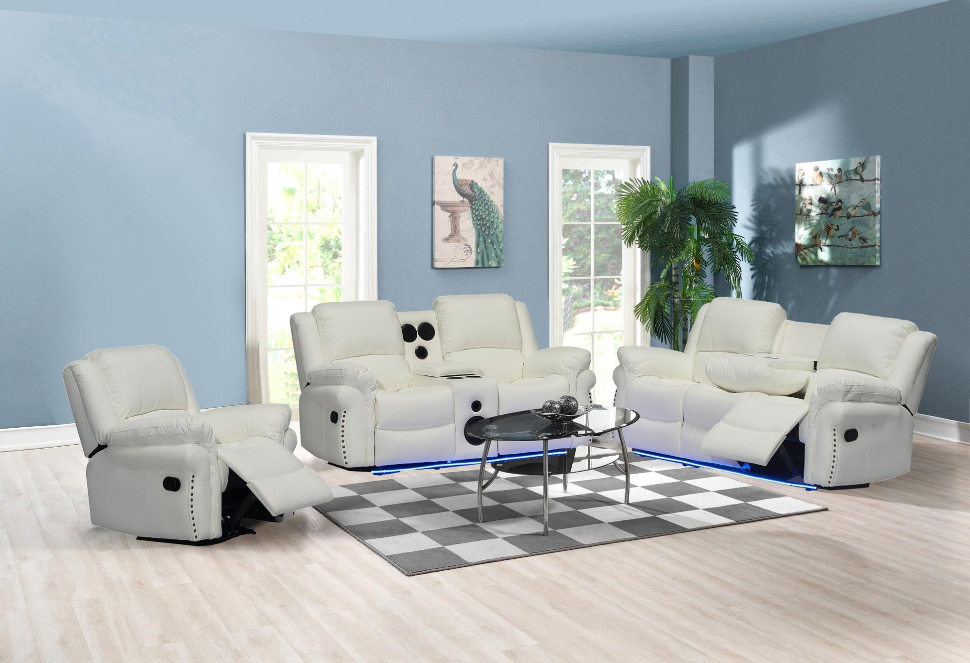 Cesar White Reclining Loveseat L432-2 Living Room