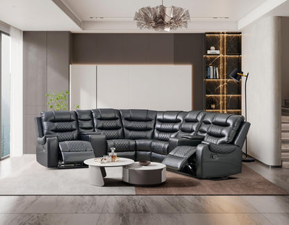 Victor Black 3 PC Reclining Sectional Living Room Set L450-Black-Sectional