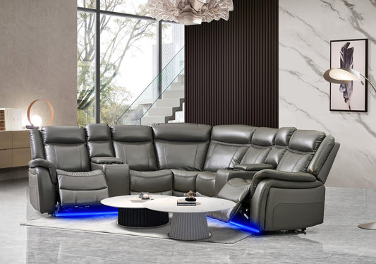 Jay Gray 3 PC Reclining Sectional with Led Living Room Set L465-GY-Sectional