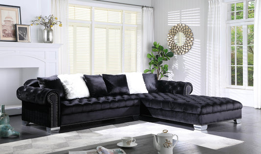 Kylie Black 2 PC Velvet Sectional Living Room Set L721-BK-Sectional