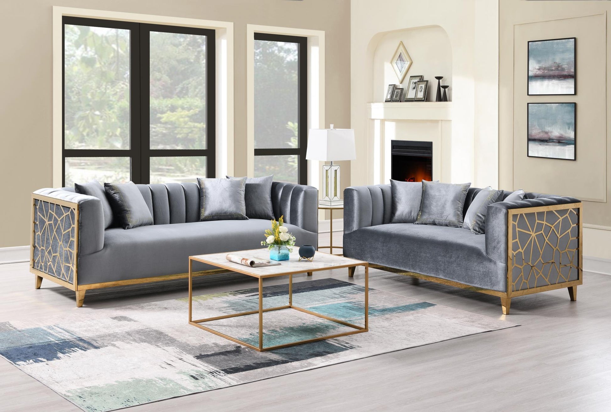 Versa Gray Loveseat L800-2 Living Room