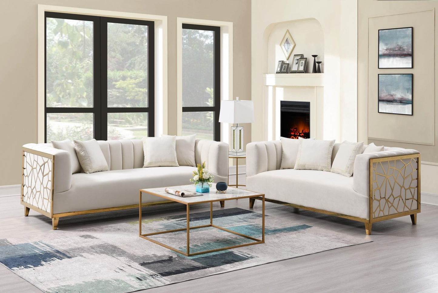 Versa Cream Loveseat L801-2 Living Room