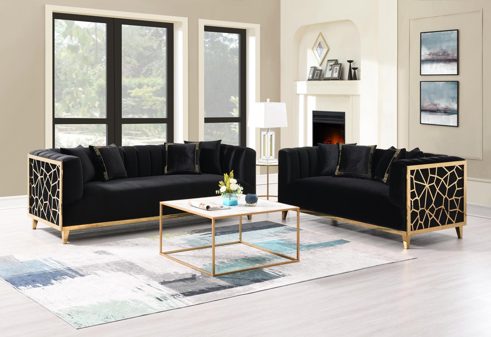 Versa Black Loveseat L802-2 Living Room