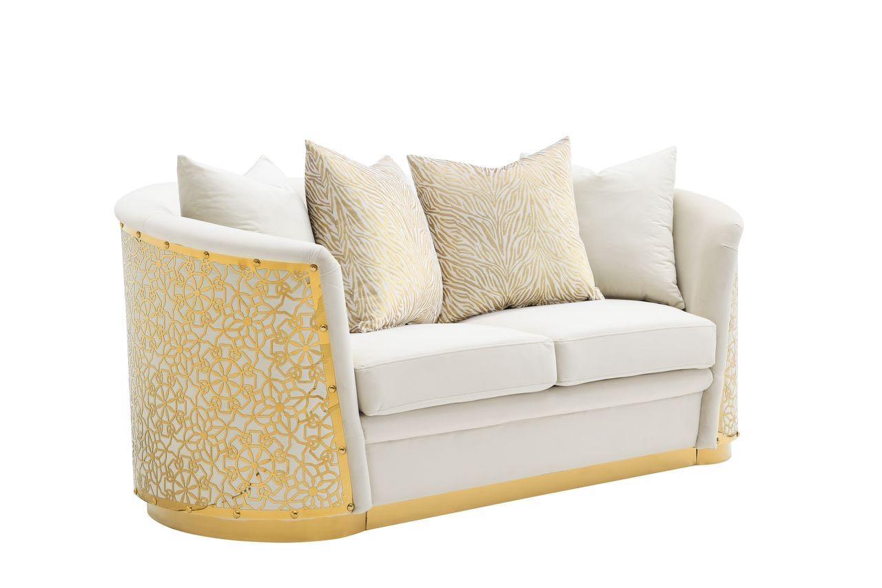 Luciana Cream 2 PC  (Sofa and Loveseat) Living Room Set L810-CRM-2PC