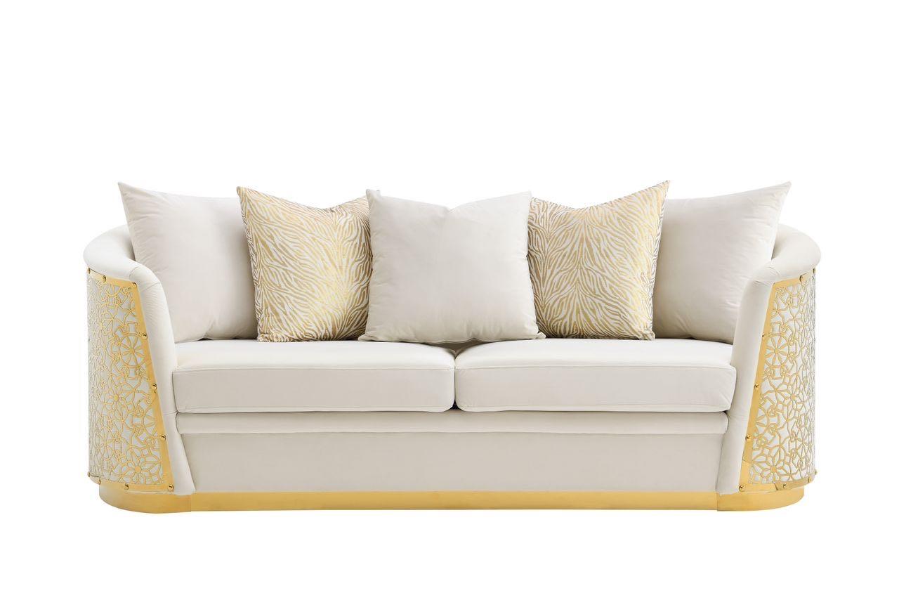 Luciana Cream 2 PC  (Sofa and Loveseat) Living Room Set L810-CRM-2PC