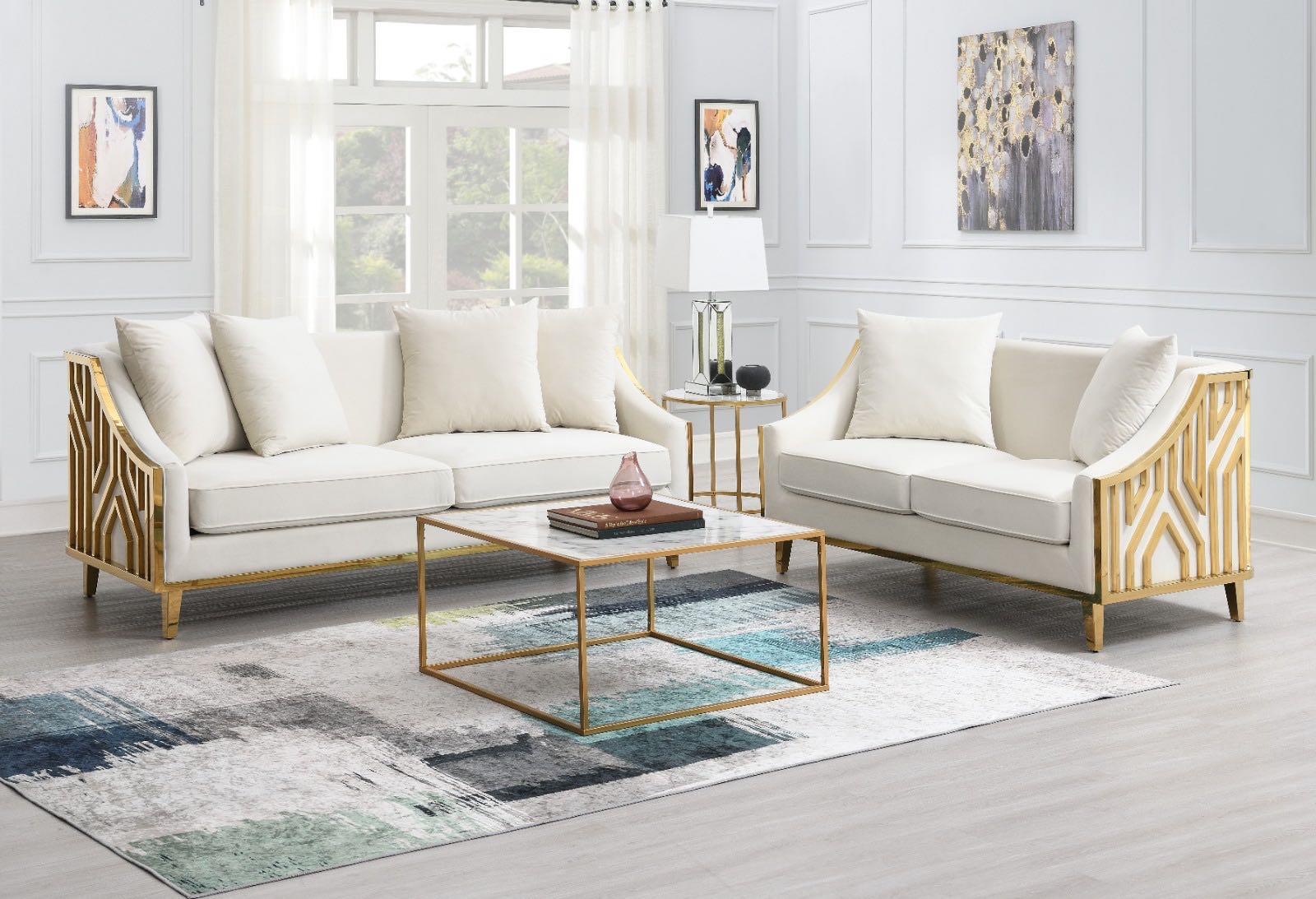 Stillo Cream 2 PC  (Sofa and Loveseat) Living Room Set L820-CRM-2PC