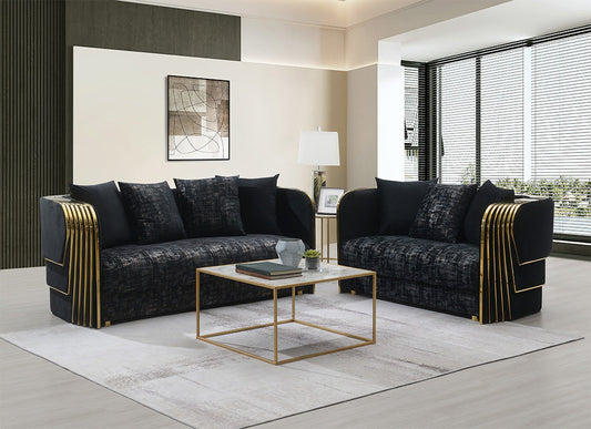 Alonso Black 2 PC  Sofa & Loveseat  L830-BLK-2PC Living Room Set