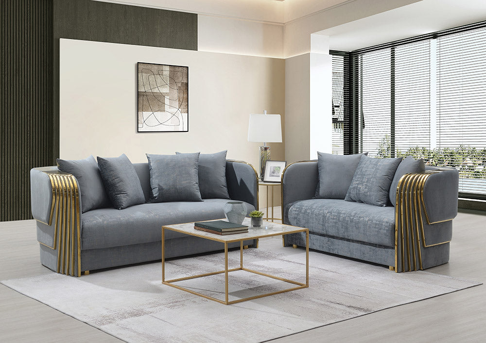 Alonso Grey 2 PC  Sofa & Loveseat L831-GRY-2PC Living Room Set