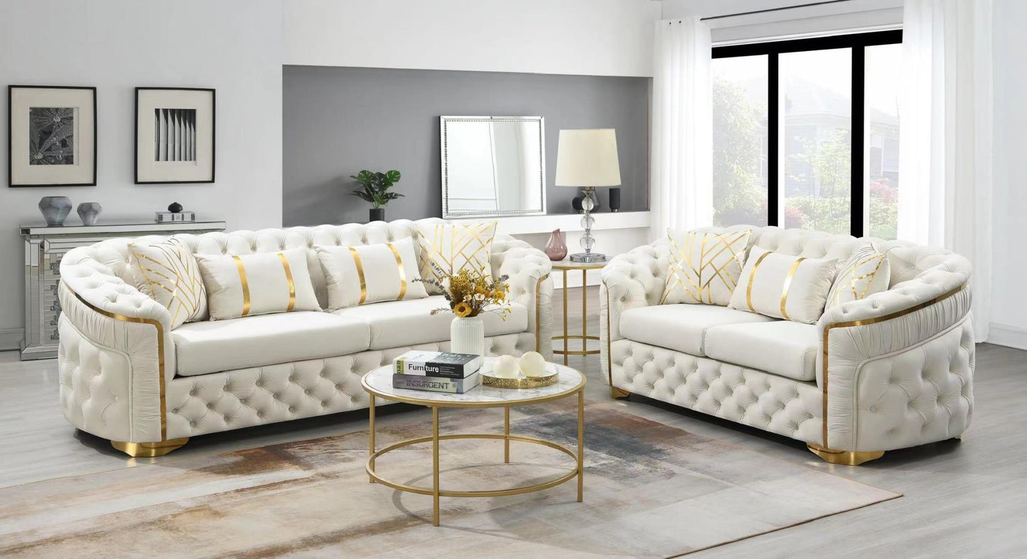 Queen Cream 2 PC  (Sofa and Loveseat) Living Room Set L850-CRM-2PC