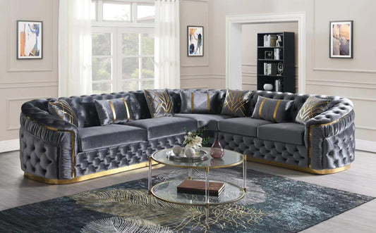 Queen Gray 3 PC Sectional Living Room Set L857-GY-Sectional