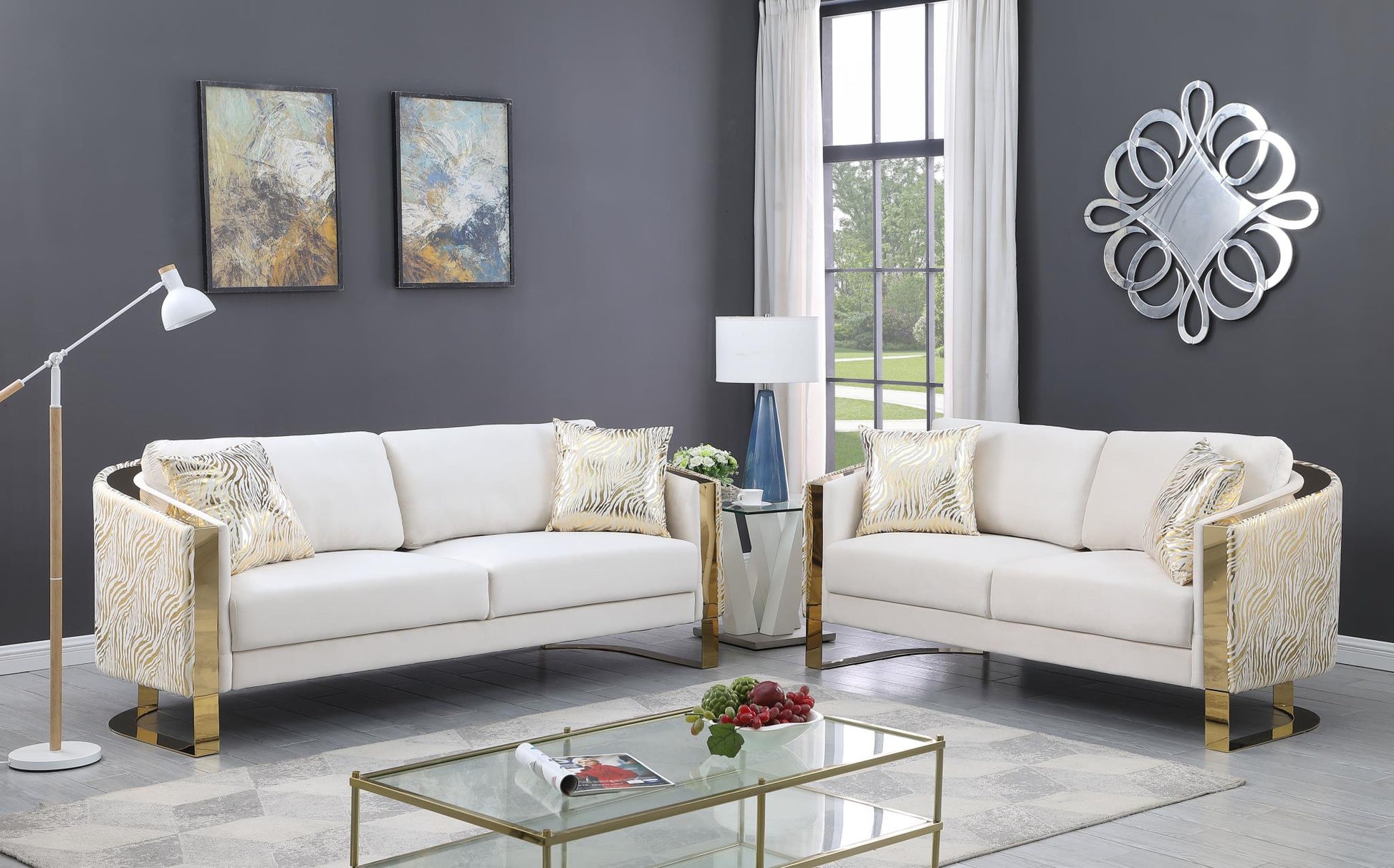 Lennon Cream 2 PC  (Sofa and Loveseat) Living Room Set L860-CRM-2PC