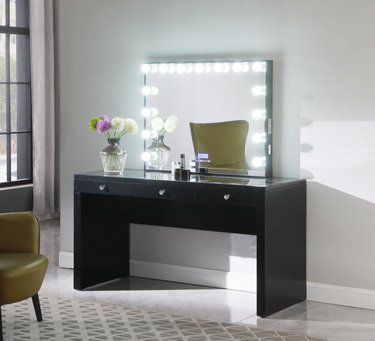 Hollywood Black Vanity Desk with Bluetooth Hollywood Mirror V205 Vanity