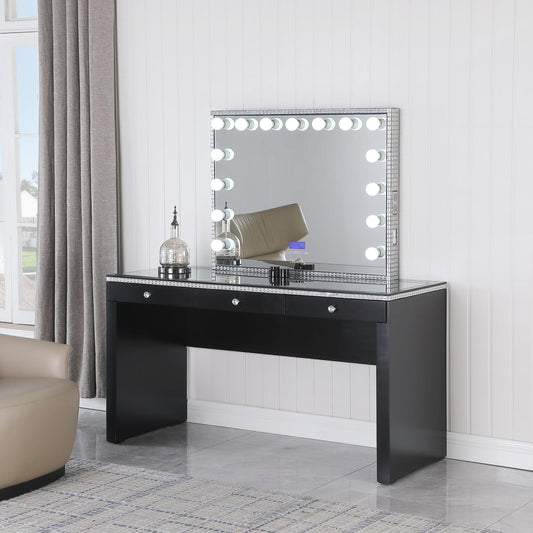 Hollywood Black Vanity Desk with Bluetooth Hollywood Mirror V255 Vanity