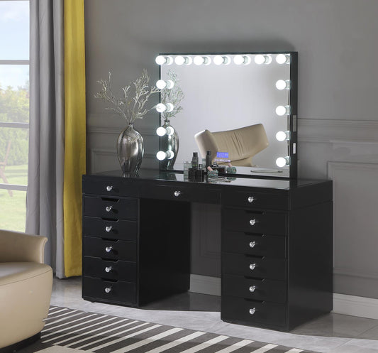 Hollywood Black Vanity Desk with Bluetooth Hollywood Mirror V305 Vanity