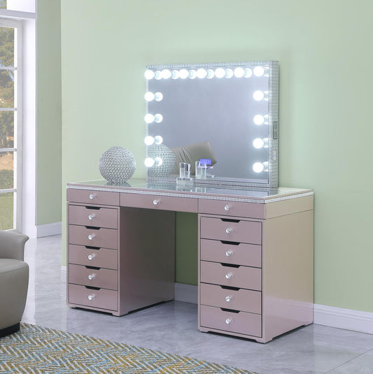 Hollywood Rose Gold Vanity Desk with Bluetooth Hollywood Mirror V360 Vanity